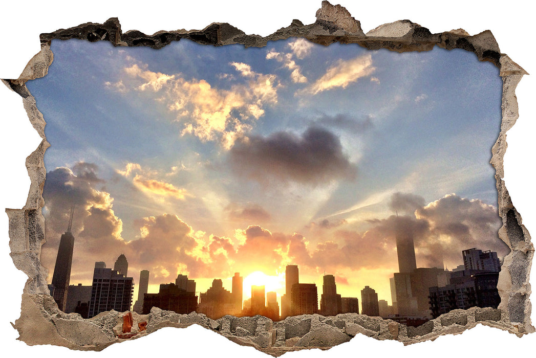 Pixxprint Chicago Skyline im Sonnenaufgang, 3D Wandtattoo