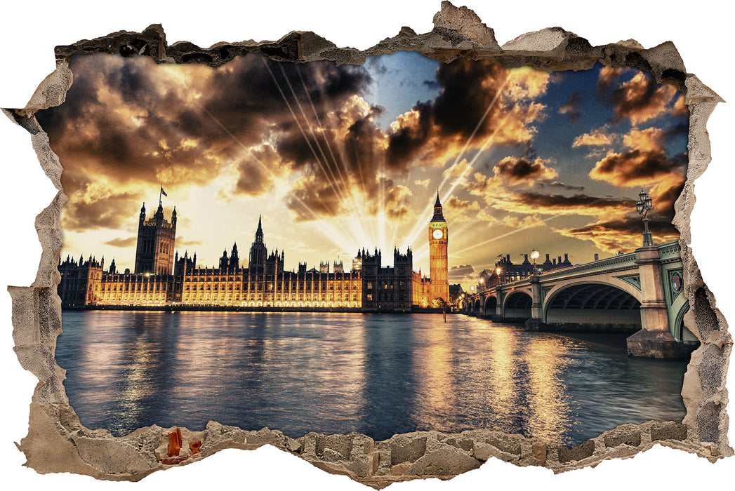 Pixxprint Big Ben am Abend, 3D Wandtattoo