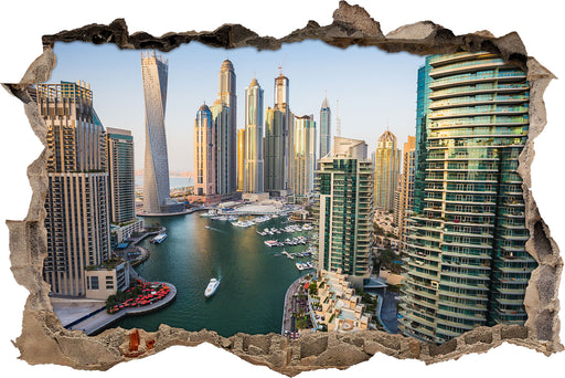 Dubai Metropole  3D Wandtattoo Wanddurchbruch