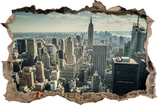 New York bei Tag  3D Wandtattoo Wanddurchbruch