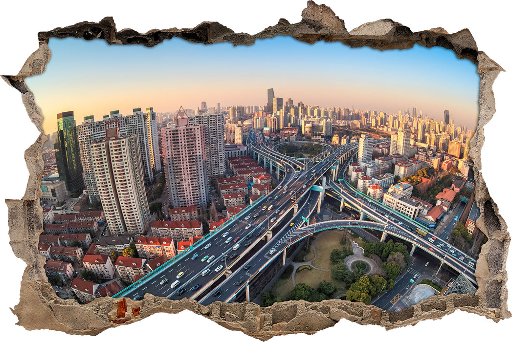 Pixxprint Blick auf Autobahn, 3D Wandtattoo