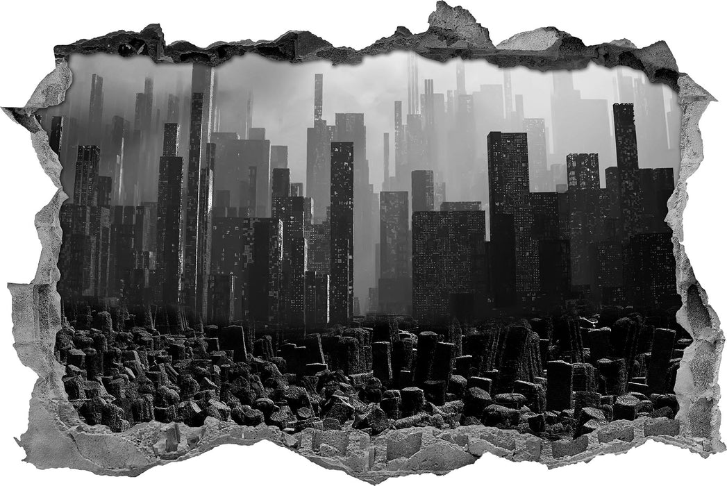 Pixxprint Stadt in Trümmern, 3D Wandtattoo