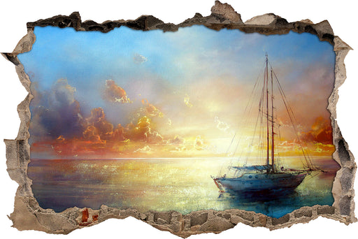 Schönes Gemälde eines Bootes  3D Wandtattoo Wanddurchbruch