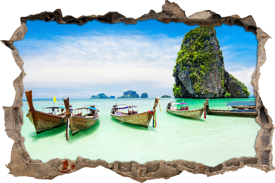 Pixxprint Schöne Boote im Pazifik, 3D Wandtattoo