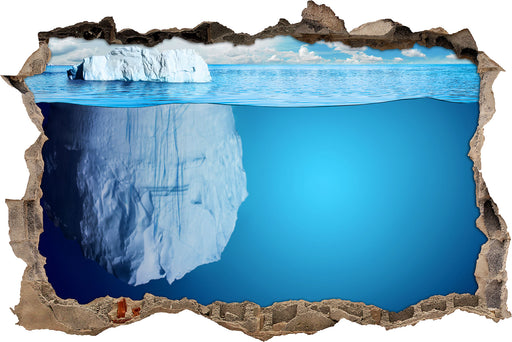 Riesiger Eisberg unter Wasser 3D Wandtattoo Wanddurchbruch