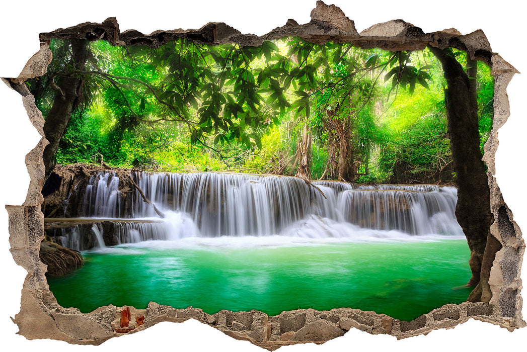 Pixxprint Kleiner Wasserfall im Dschungel, 3D Wandtattoo