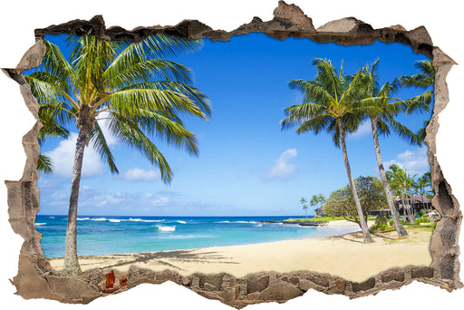 Wunderschöner Strand mit Palmen  3D Wandtattoo Wanddurchbruch