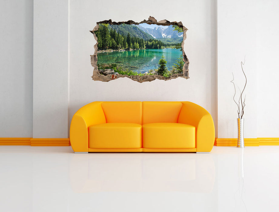 Wunderschöner See im Wald 3D Wandtattoo Wanddurchbruch Wand