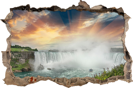 Niagarafälle bei Sonnenuntergang 3D Wandtattoo Wanddurchbruch