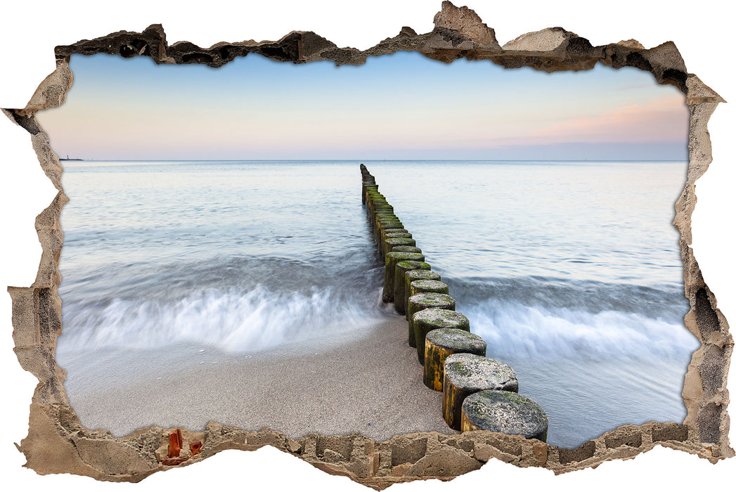 Pixxprint Baumstümpfe die ins Meer führen, 3D Wandtattoo