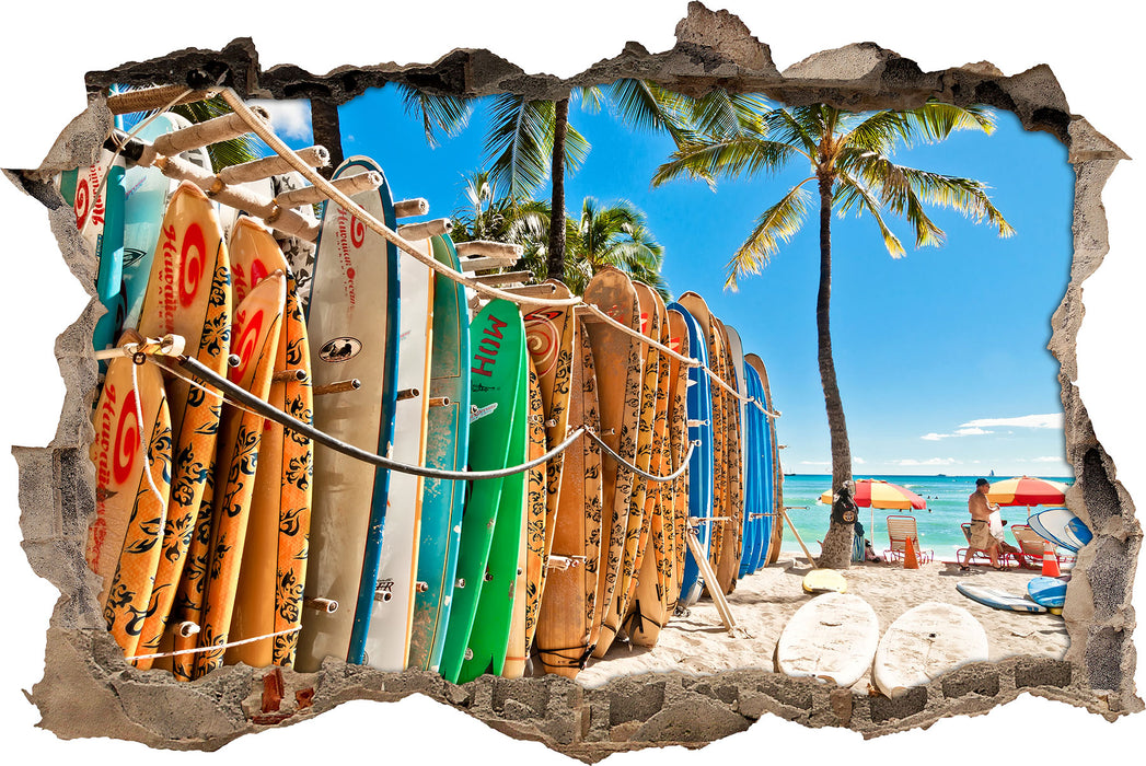 Pixxprint Surfboards am Strand, 3D Wandtattoo