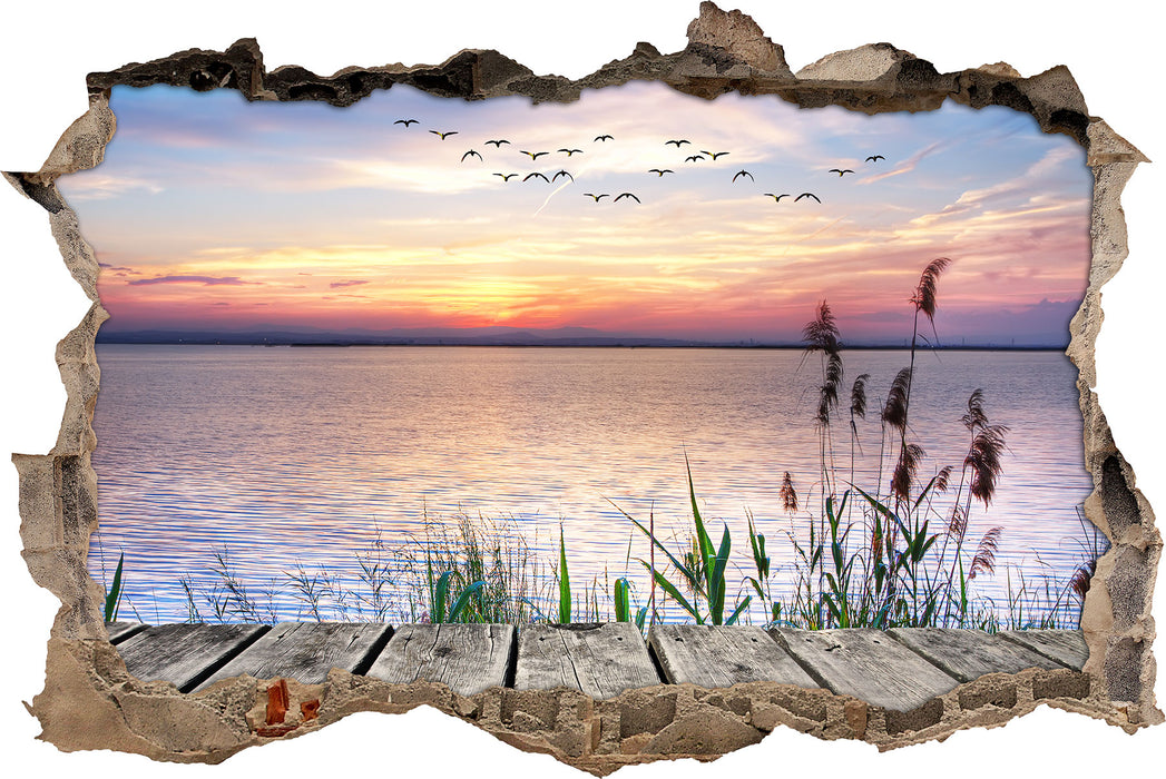 Pixxprint Steg im Meer, 3D Wandtattoo