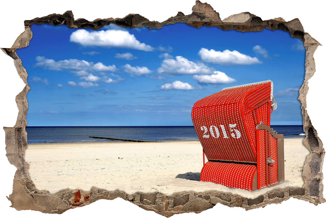 Pixxprint Strandkorb an Nordsee, 3D Wandtattoo