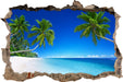 Palmen über dem Meer 3D Wandtattoo Wanddurchbruch