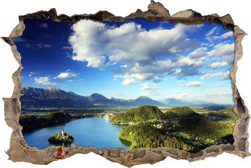 Atemberaubende Seen Landschaft  3D Wandtattoo Wanddurchbruch