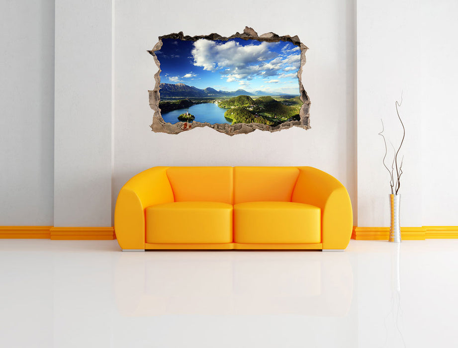 Atemberaubende Seen Landschaft 3D Wandtattoo Wanddurchbruch Wand