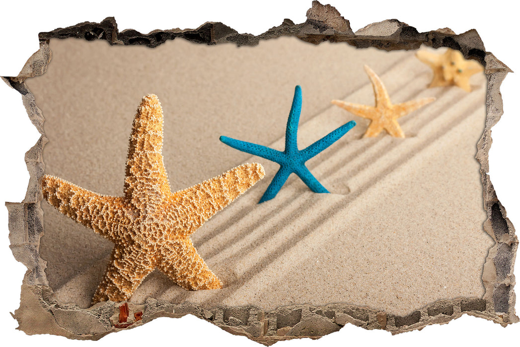 Pixxprint Seesterne im Sand, 3D Wandtattoo
