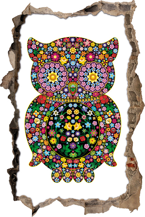 Pixxprint Eule aus Blumen Ornamenten, 3D Wandtattoo