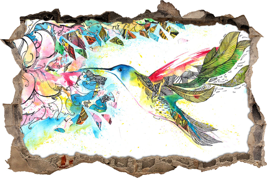 Pixxprint Kolibri Kunst, 3D Wandtattoo