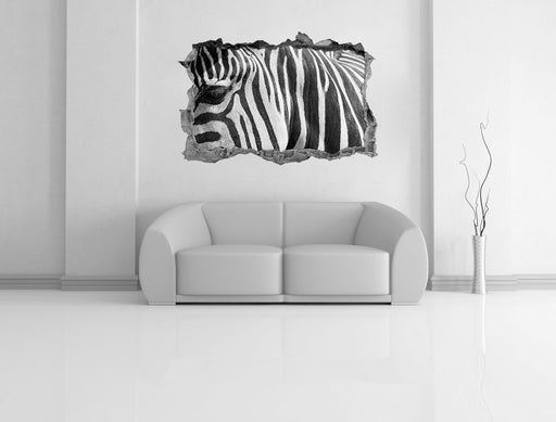 Zebra Porträt 3D Wandtattoo Wanddurchbruch Wand