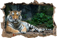 Liegender Tiger  3D Wandtattoo Wanddurchbruch