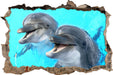 Delfinpaar  3D Wandtattoo Wanddurchbruch