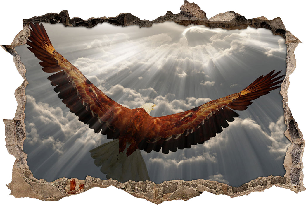 Adler über den Wolken 3D Wandtattoo Wanddurchbruch