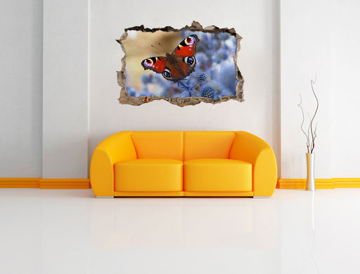 Schöner Schmetterling Pfauenauge 3D Wandtattoo Wanddurchbruch Wand