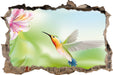 Wunderschöner Kolibri mit Blüte  3D Wandtattoo Wanddurchbruch