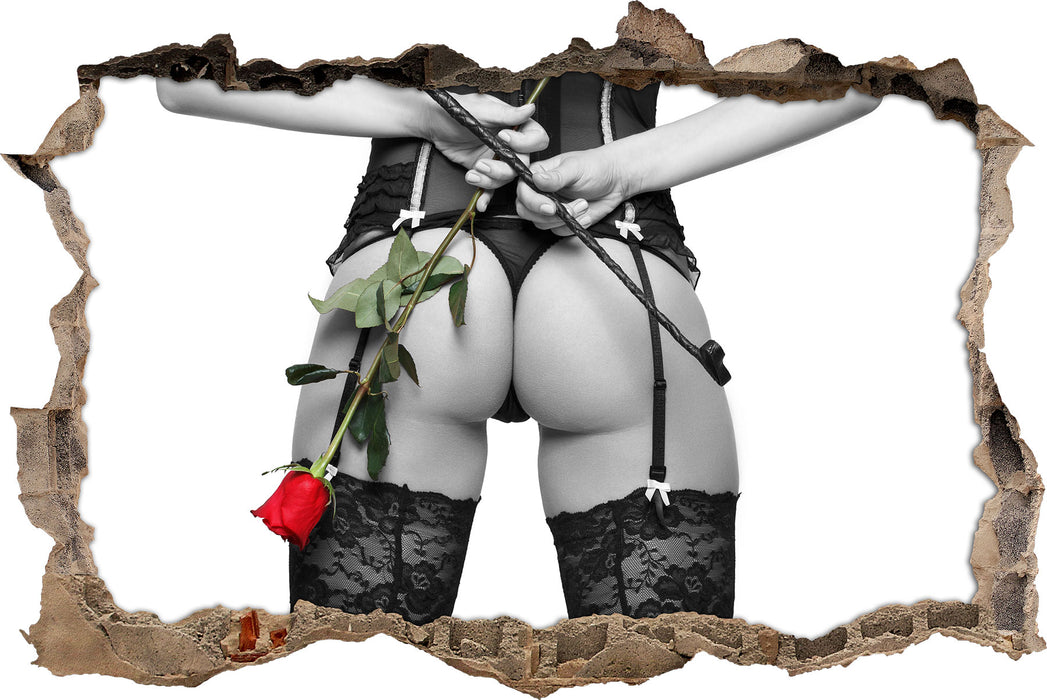 Pixxprint Frau mit Rose & Peitsche Shades of, 3D Wandtattoo