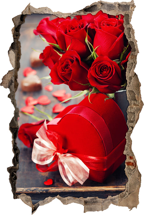 Pixxprint Rosen mit Herz, 3D Wandtattoo