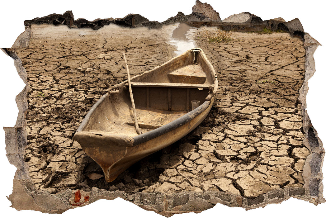 Pixxprint Boot in der Dürre, 3D Wandtattoo