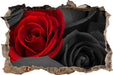 romantische rote Rosen 3D Wandtattoo Wanddurchbruch
