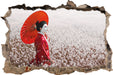 Geisha auf dem Feld  3D Wandtattoo Wanddurchbruch