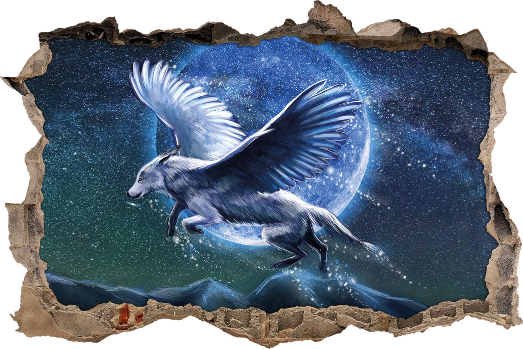 Pixxprint Wolf mit Flügeln, 3D Wandtattoo