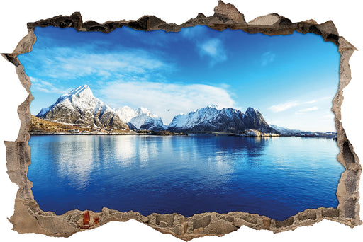 Lofoten in Norwegen  3D Wandtattoo Wanddurchbruch