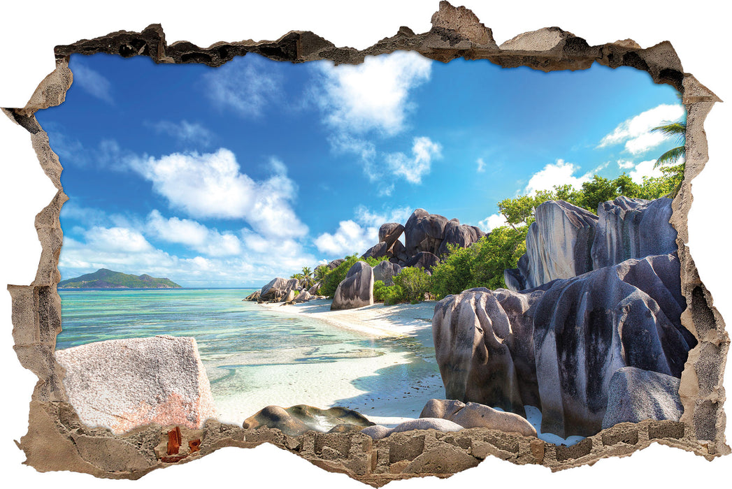 Pixxprint Seychellen Strand, 3D Wandtattoo
