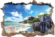 Seychellen Strand  3D Wandtattoo Wanddurchbruch
