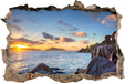Sonnenuntergang Seychellen  3D Wandtattoo Wanddurchbruch