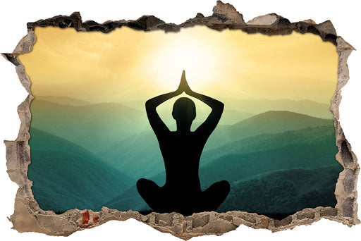 Yoga und Meditation 3D Wandtattoo Wanddurchbruch