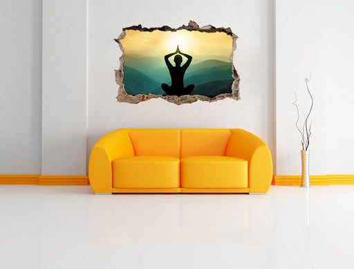 Yoga und Meditation 3D Wandtattoo Wanddurchbruch Wand