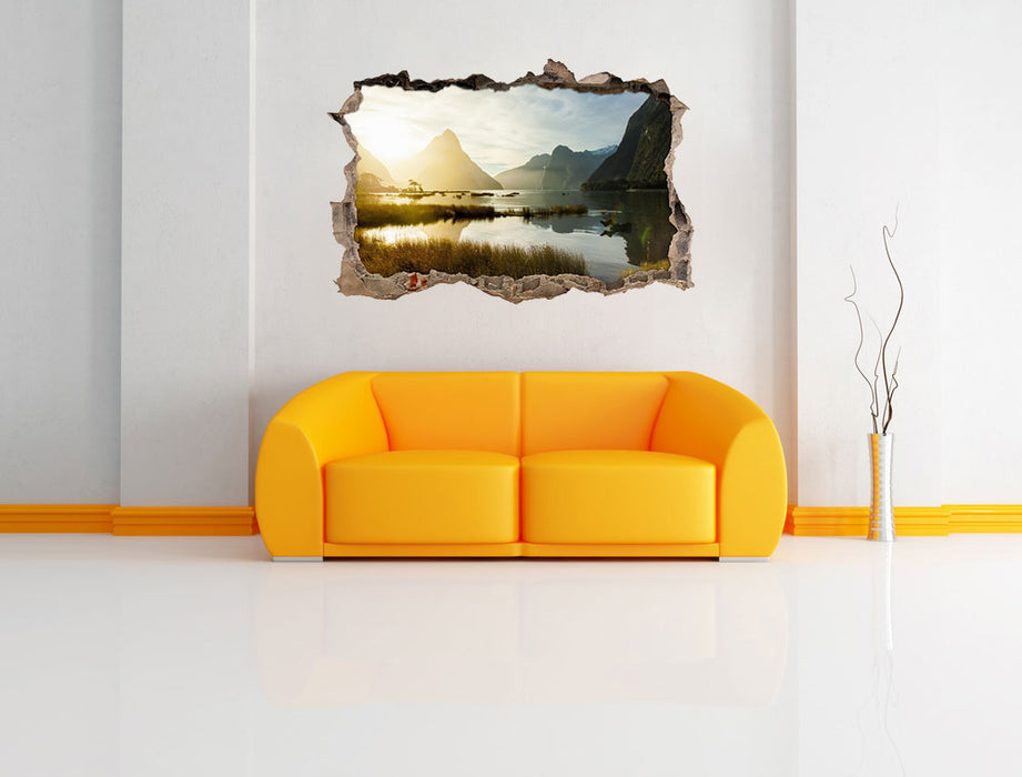 Milford Sound Neuseeland 3D Wandtattoo Wanddurchbruch Wand