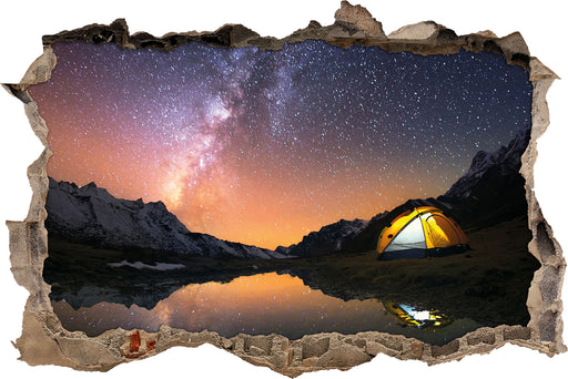 Zelten unter tausenden Sternen  3D Wandtattoo Wanddurchbruch