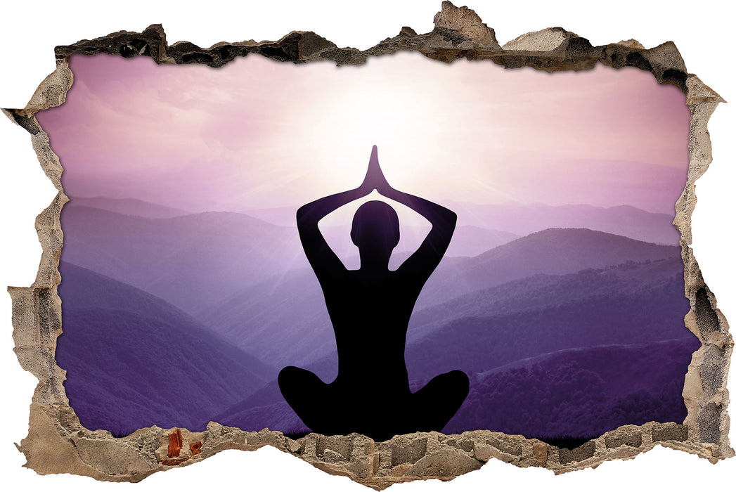 Pixxprint Meditierender Mann in den Bergen, 3D Wandtattoo