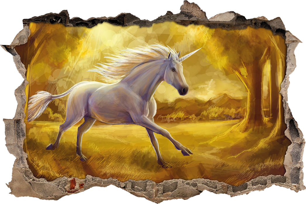 Pixxprint Einhorn im Wald, 3D Wandtattoo