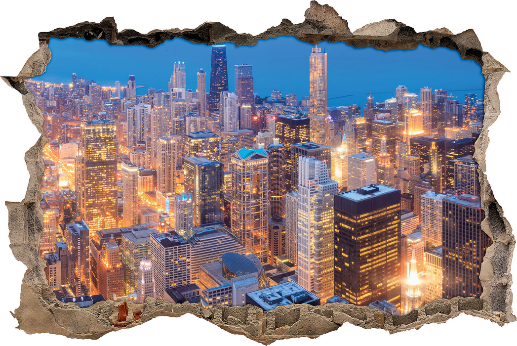 Pixxprint Luftaufnahme Chicago, 3D Wandtattoo