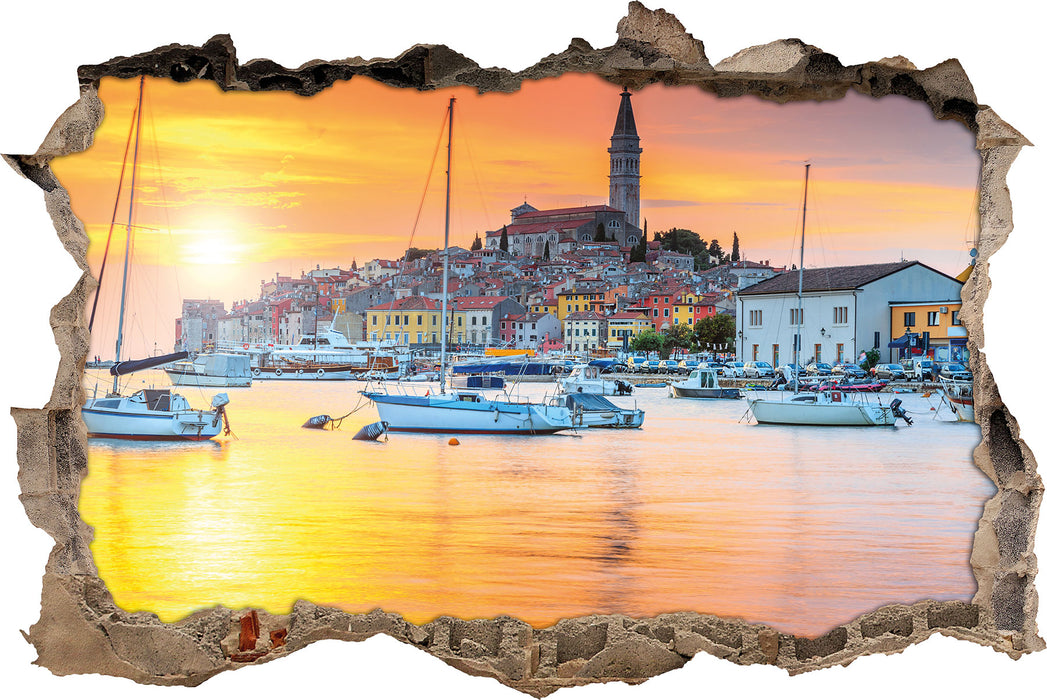 Pixxprint Kroatische kleine Hafenstadt, 3D Wandtattoo