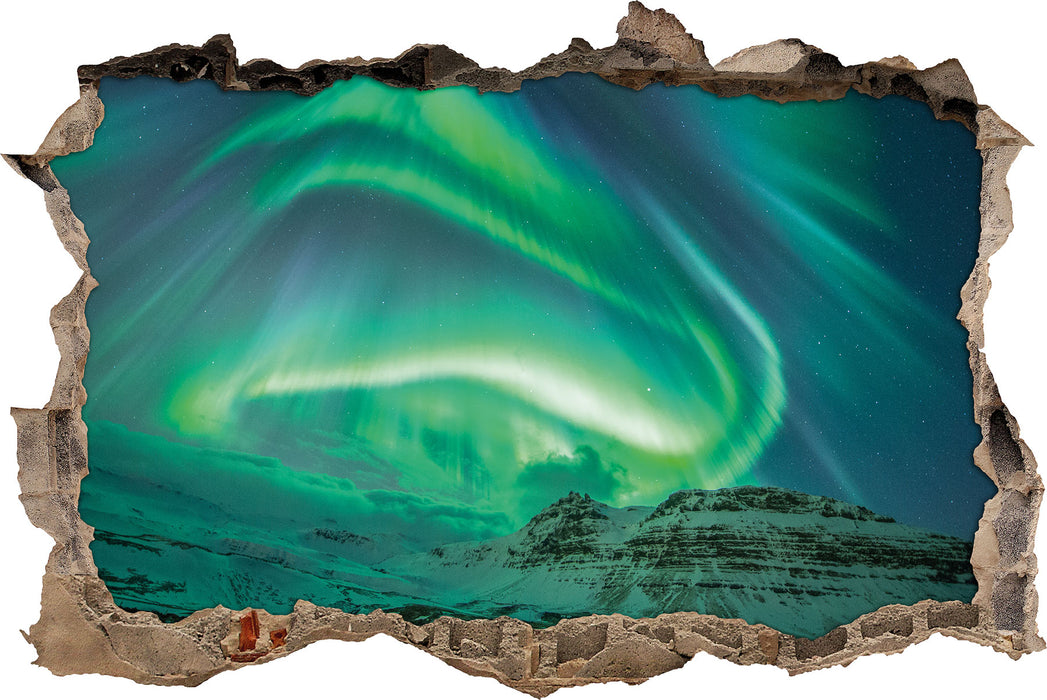 Pixxprint Nordlichter über Island, 3D Wandtattoo