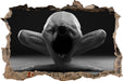 Nackte Frau in besonderer Yogapose  3D Wandtattoo Wanddurchbruch