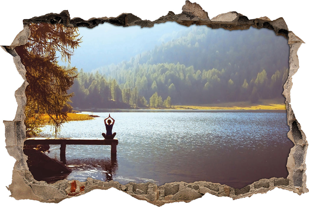 Pixxprint Yoga am See, 3D Wandtattoo
